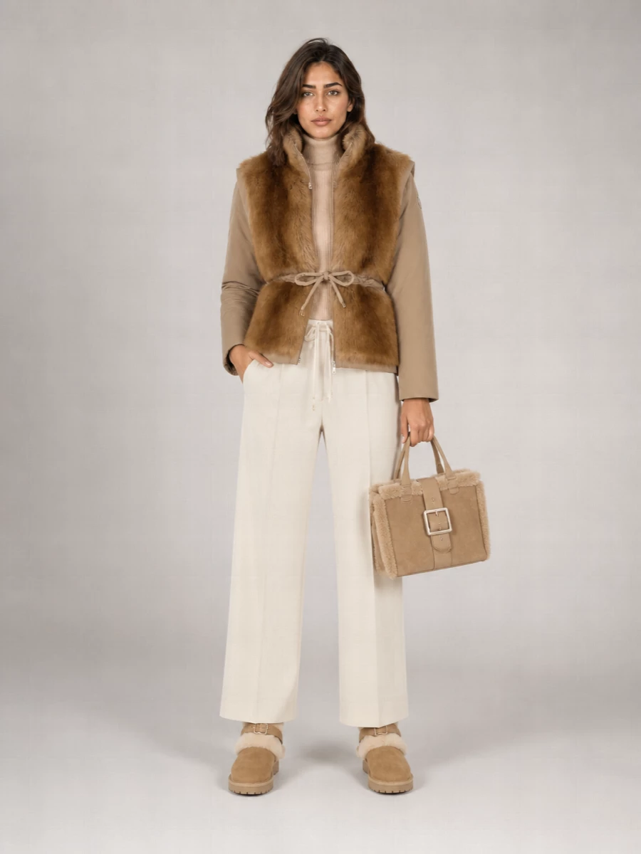 Moncler Shearling Panel Down Coat