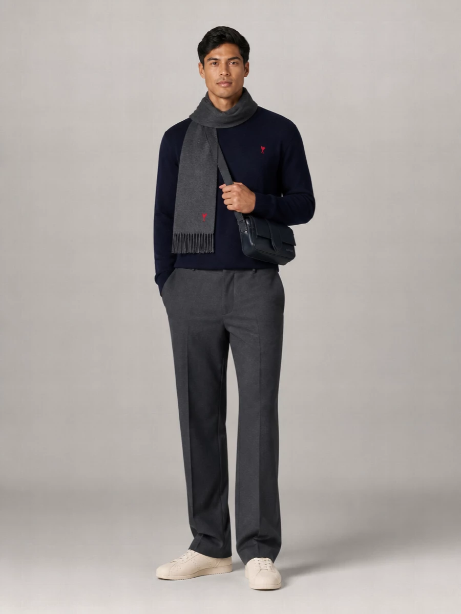 Ami Paris Merino Wool Crewneck Sweater
