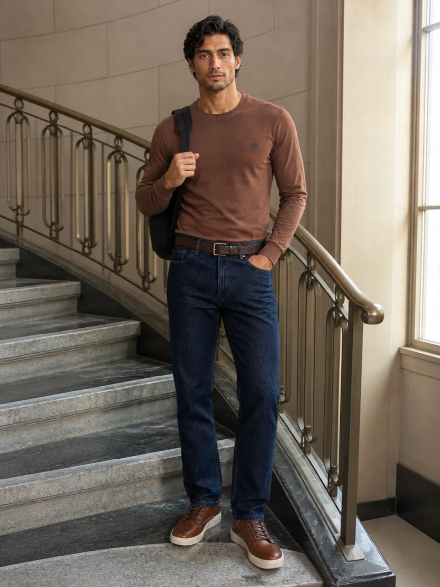 Timberland chestnut tee apc dark jeans outfit