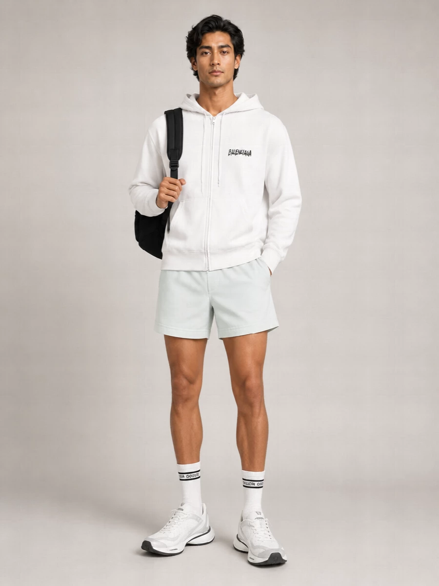 Balenciaga Cotton Logo Print Zip-Up Hoodie