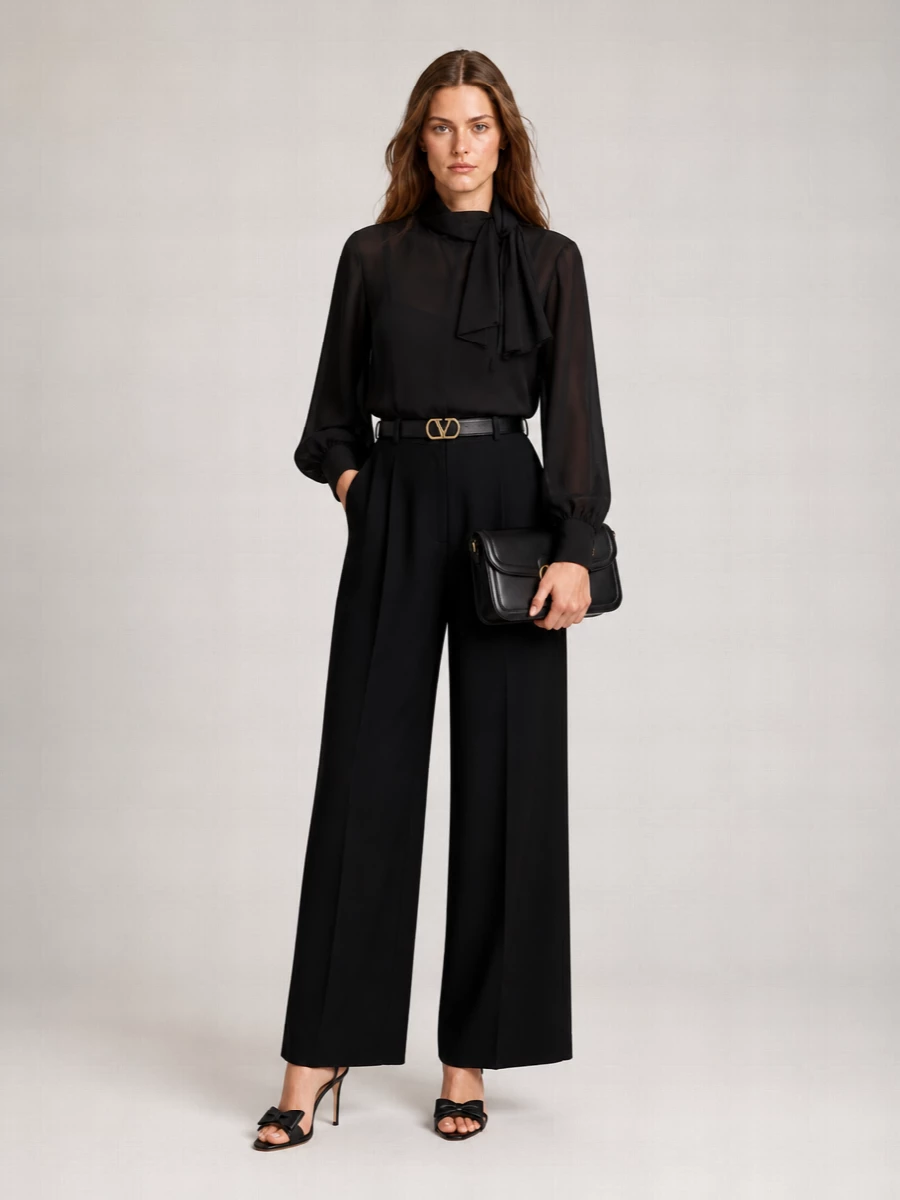 Valentino silk scarf-neck blouse