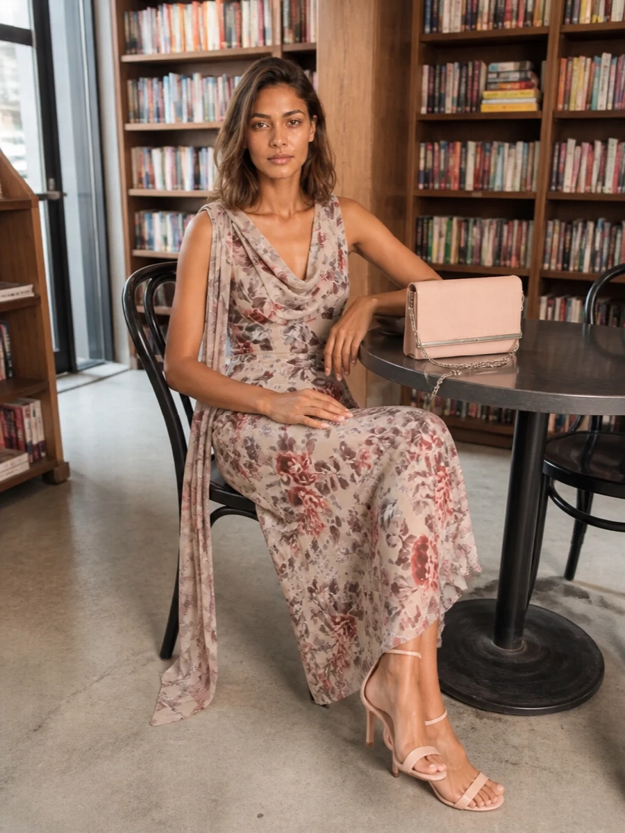 Acne studios floral slip dress blush heels