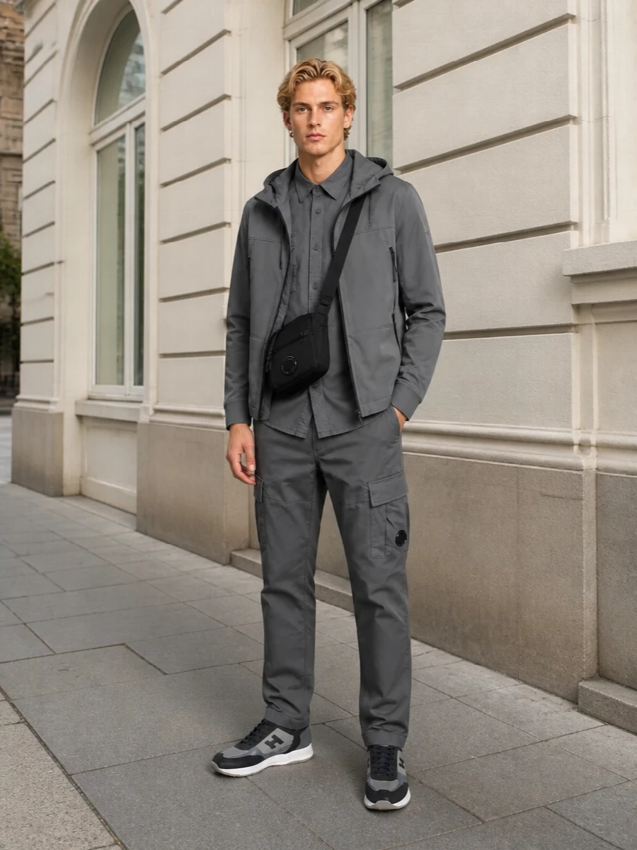 Cp company slate grey cargo outfit hogan sneakers