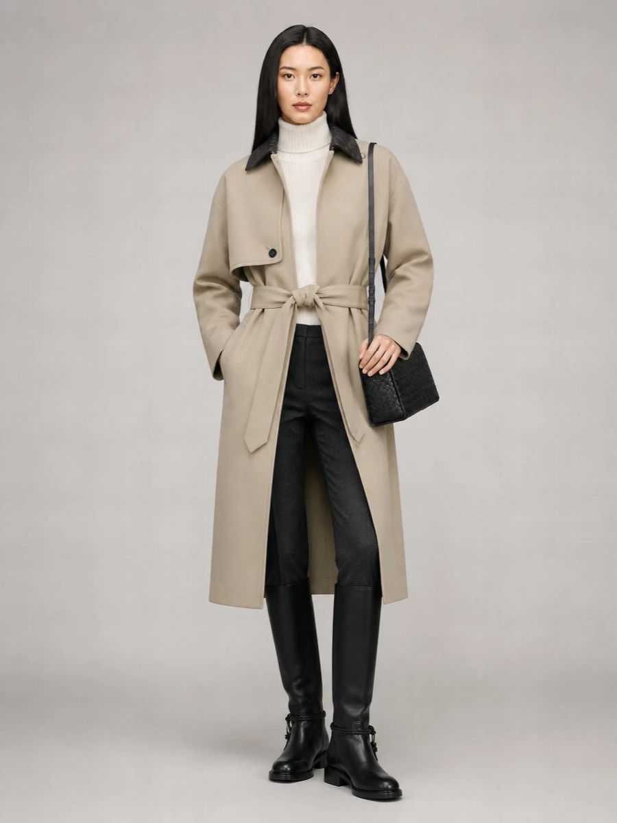 Bottega Veneta Cotton Single-Breasted Asymmetric Belted Trench Coat