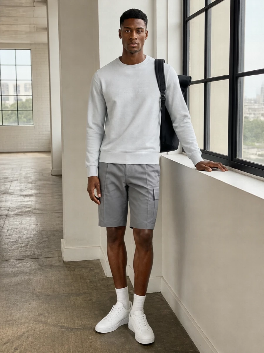 Cp company grey sweatshirt cargo short outfit