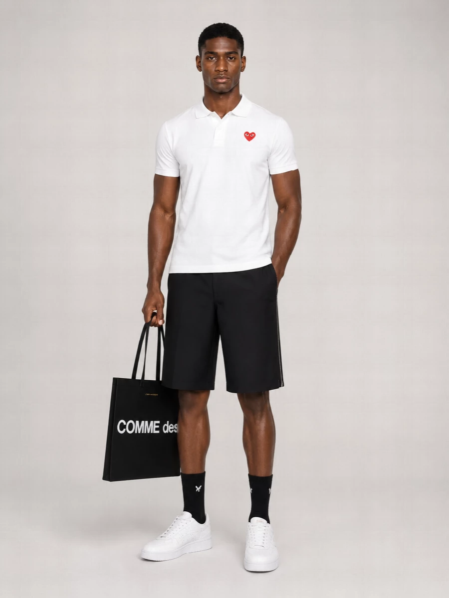 Comme Des Garçons Play Cotton Logo Patch Piqué Polo Shirt