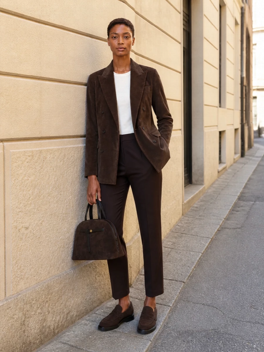 Tagliatore corduroy blazer max mara brown trousers