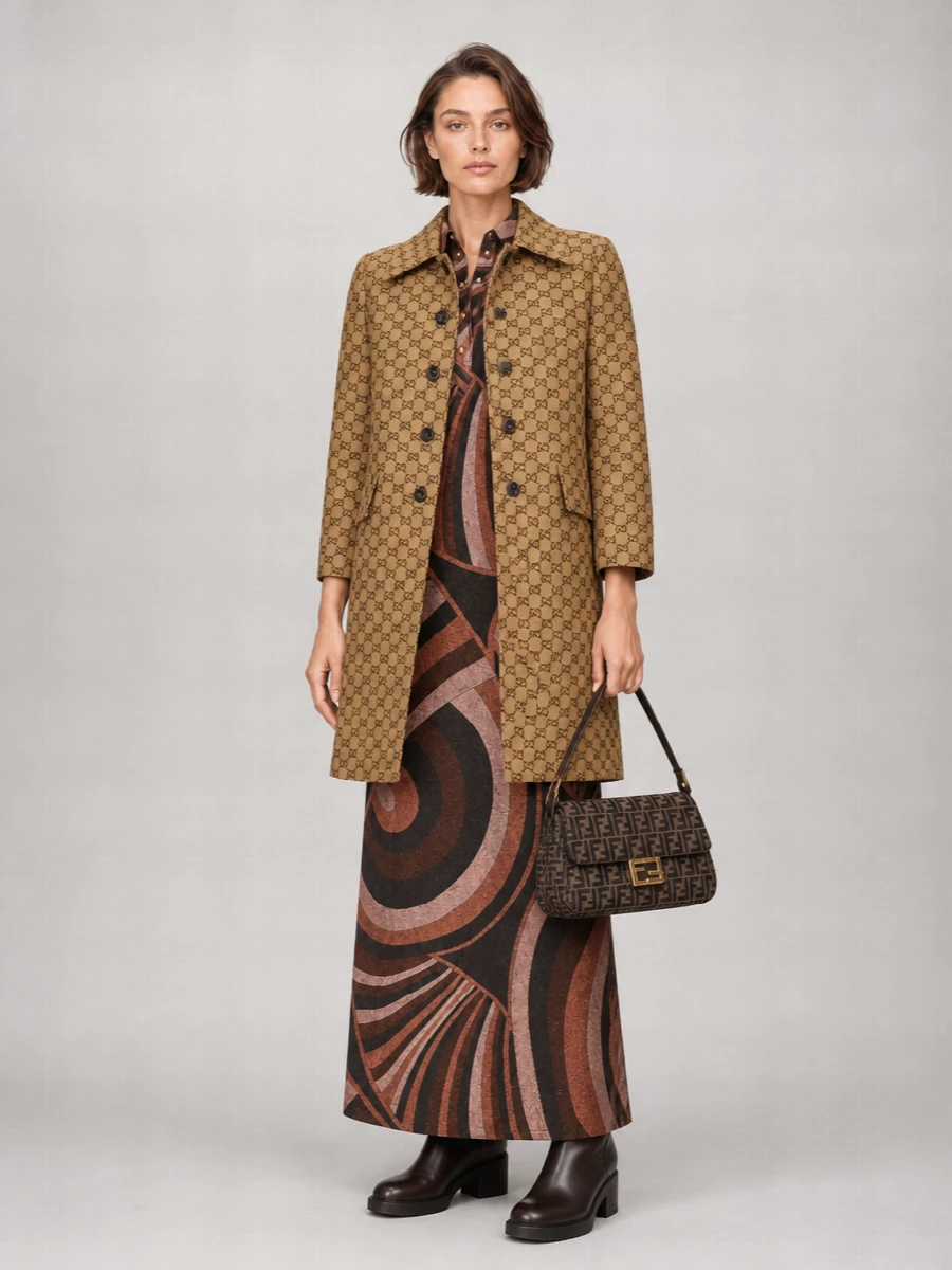 Fendi Na Jacquard Fabric Clutch Bag
