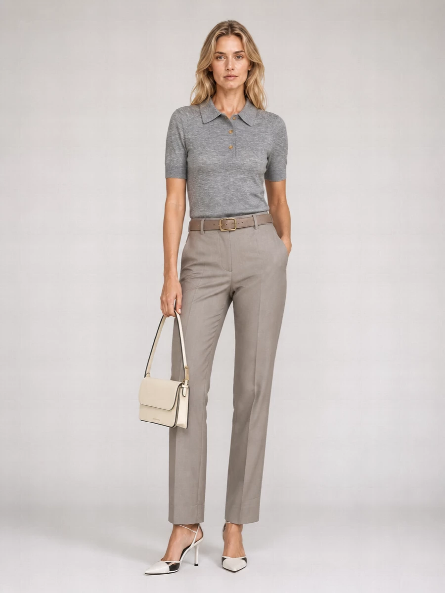 Victoria Beckham Fine-Knit Merino Wool Polo Top