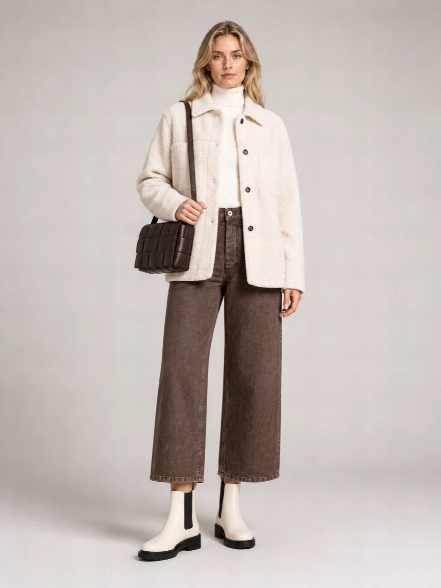 Bottega Veneta Shearling Oversized Shirt Jacket