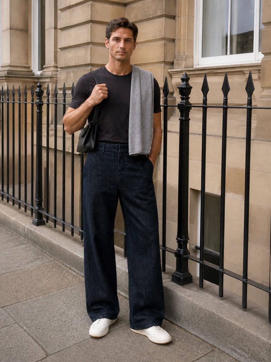 Lemaire tee wide leg trousers sneakers