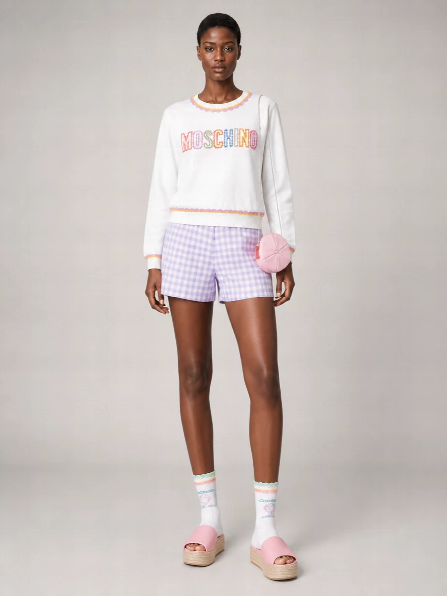 Moschino Cotton Embroidered Cropped Trousers