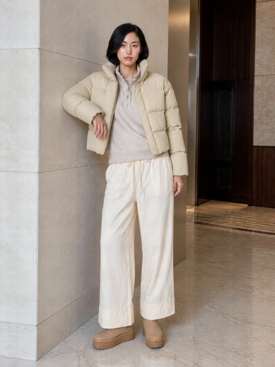 Entire studios puffer wide leg pants outfit