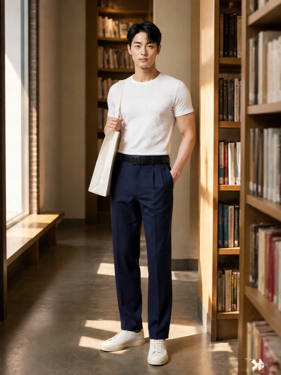 Tom ford white tee navy trousers outfit