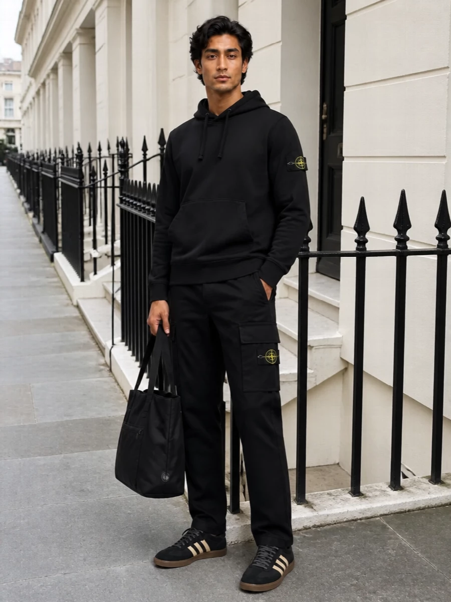 Stone island cargo outfit adidas terrace sneakers