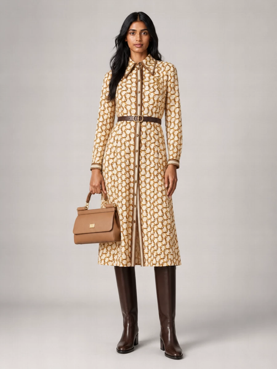 Zimmermann Printed Belted Midi Shirt Dress