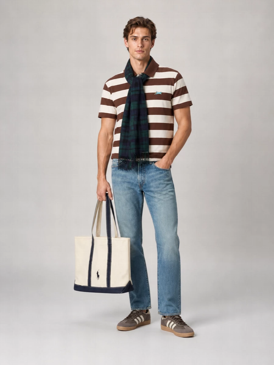 Icecream Striped Cotton Polo T-Shirt