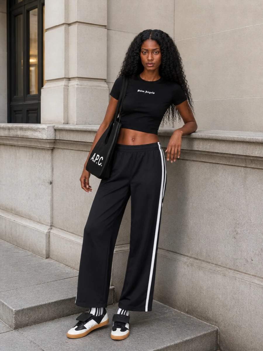 Palm angels tee adidas track pants sneakers