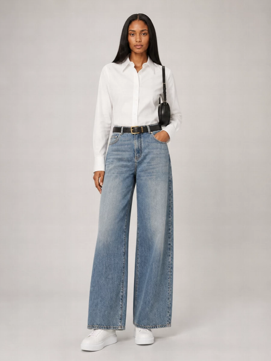 Alexander Mcqueen Denim Wide Leg Jeans