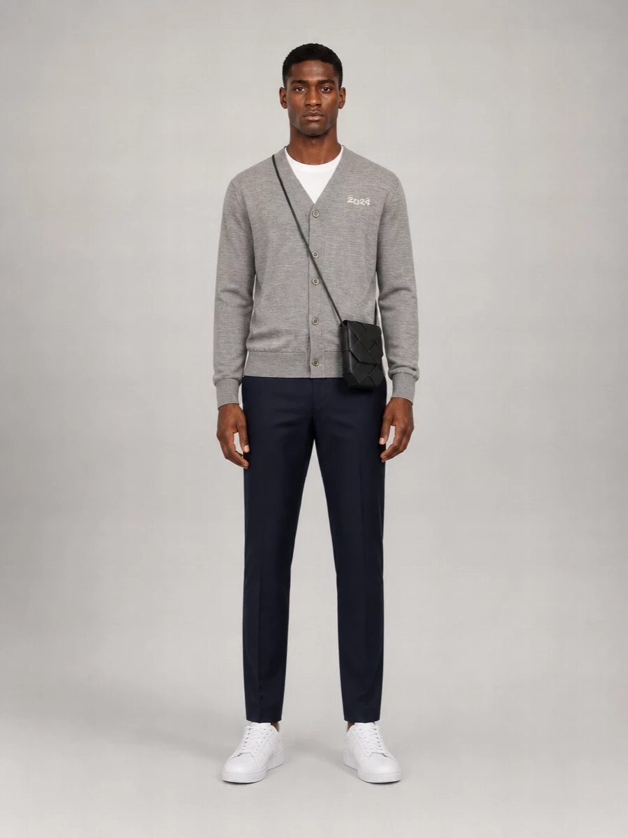 Comme Des Garçons Ribbed V-Neck Wool Cardigan