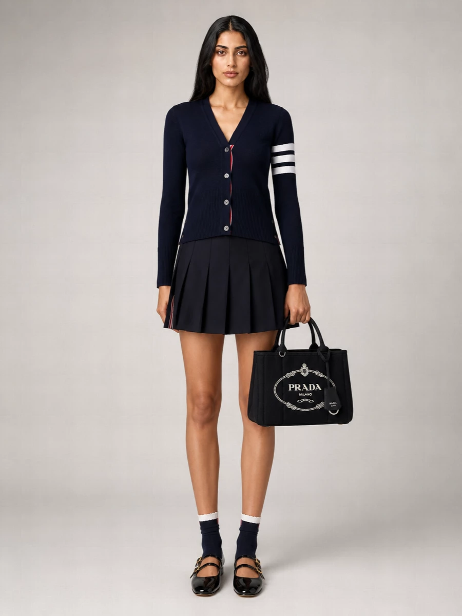 Thom Browne Cashmere V-Neck Ribbed Cardigan