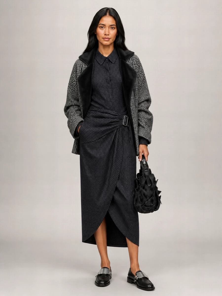 Junya Watanabe Oversized Draped Prince Of Wales Jacket