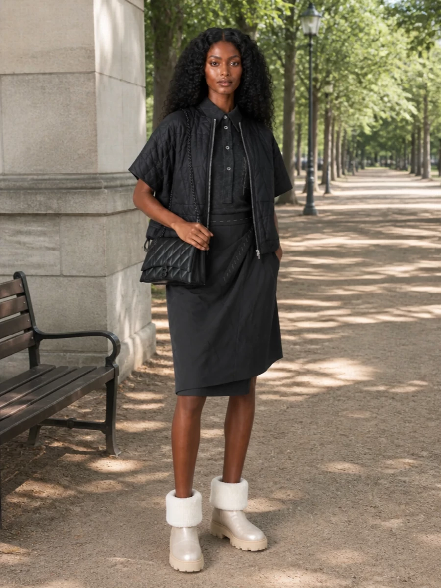 Moncler puffer margiela shirt dress winter outfit