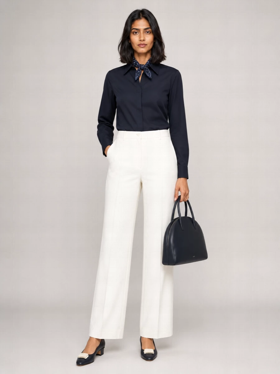 Parosh Cotton Straight Point Collar Shirt