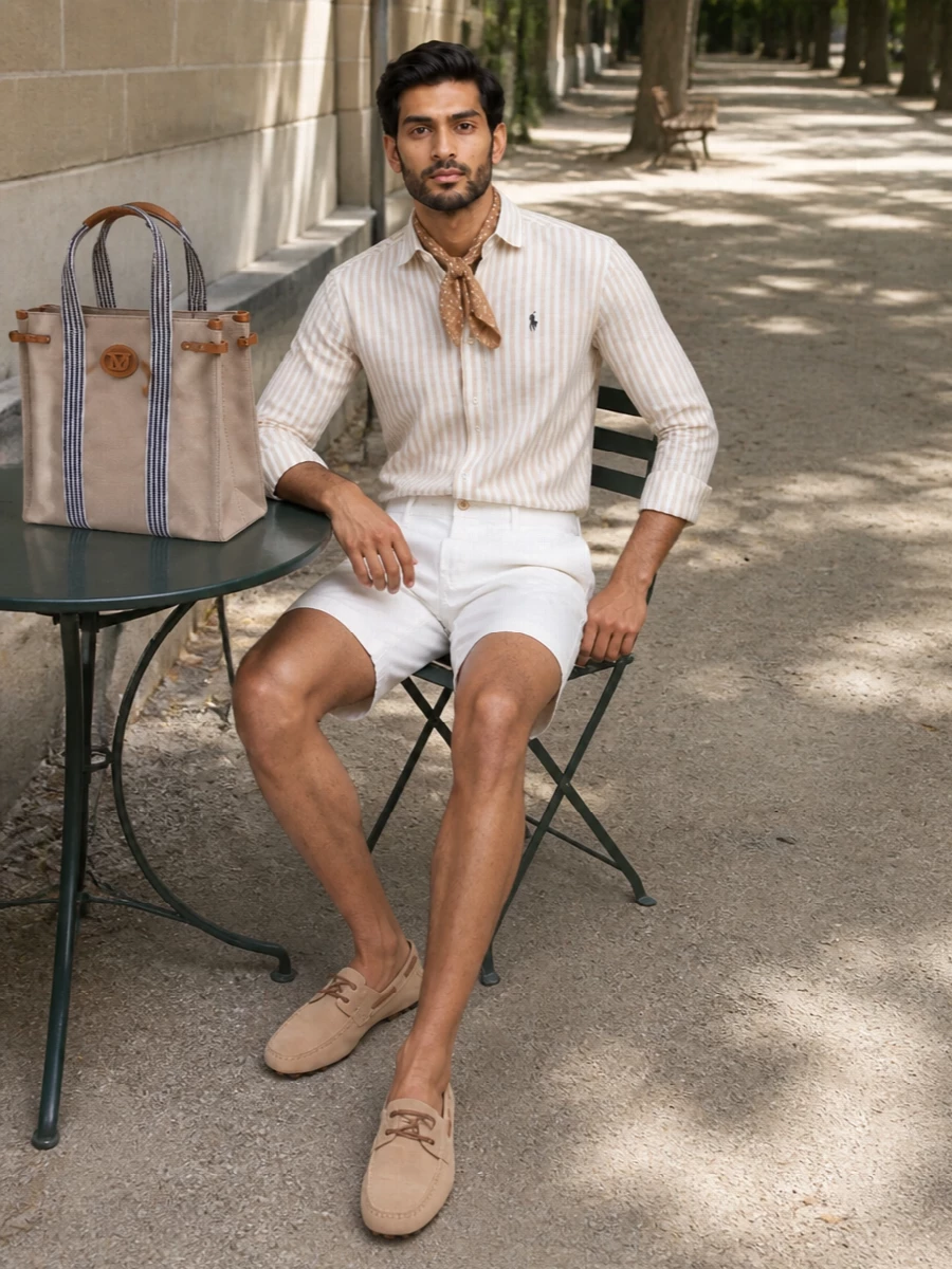 Polo ralph lauren striped shirt white shorts outfit