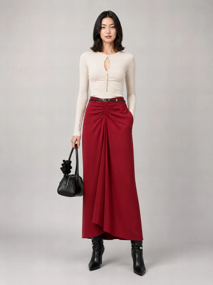 Isabel Marant Silk High-Rise Midi Skirt
