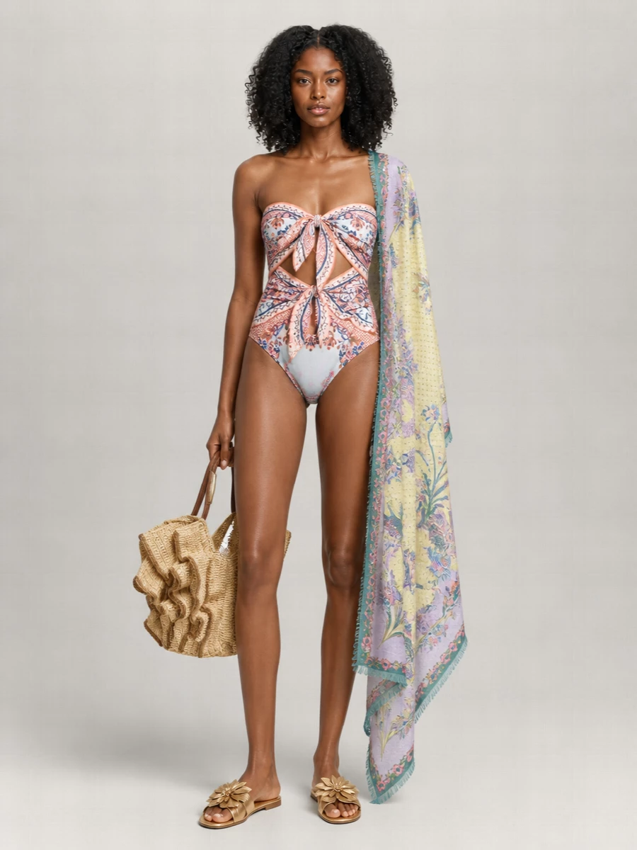 Zimmermann Printed Cutout One-Piece Swimsuit