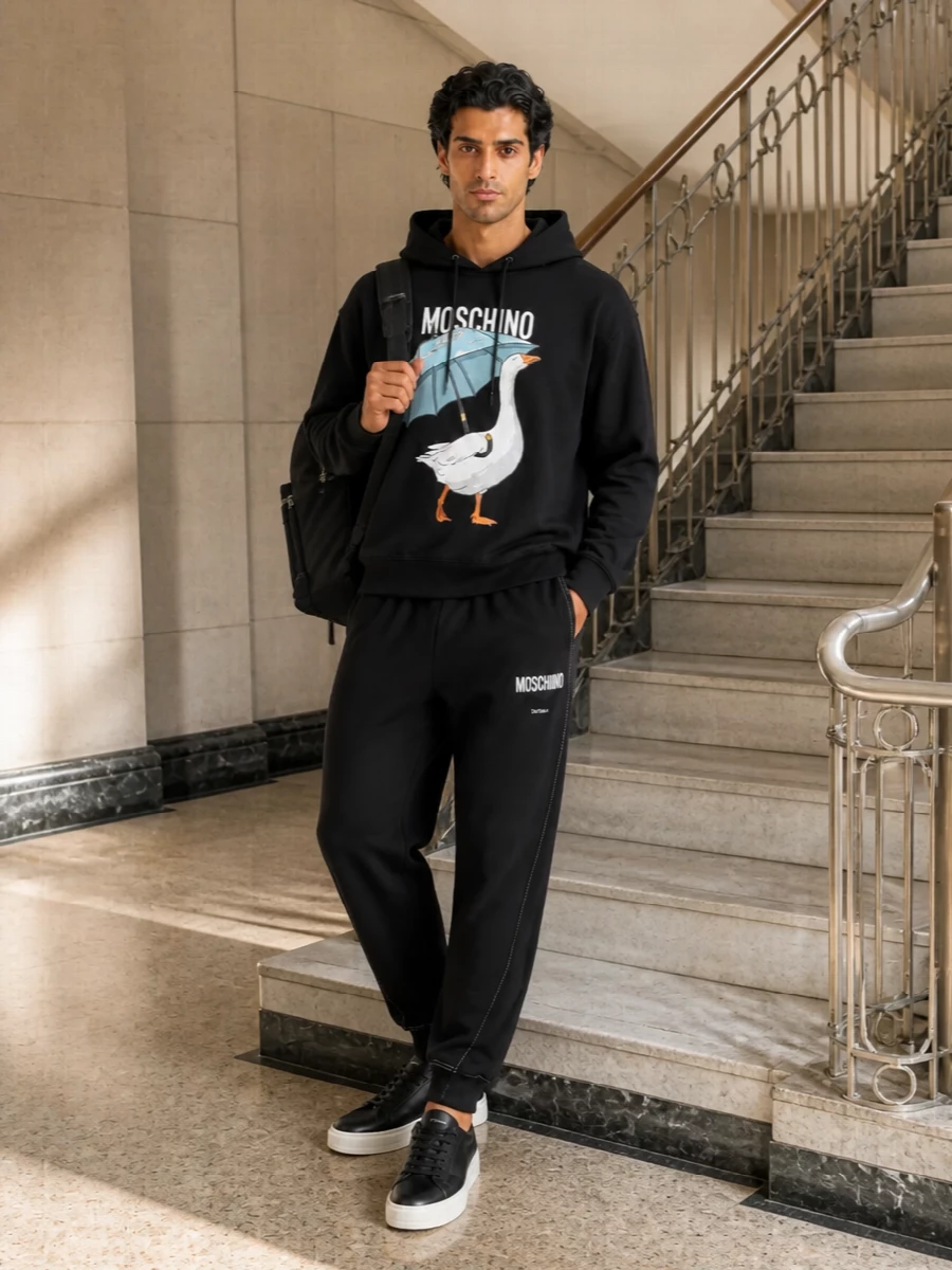 Moschino hoodie black joggers sneakers men