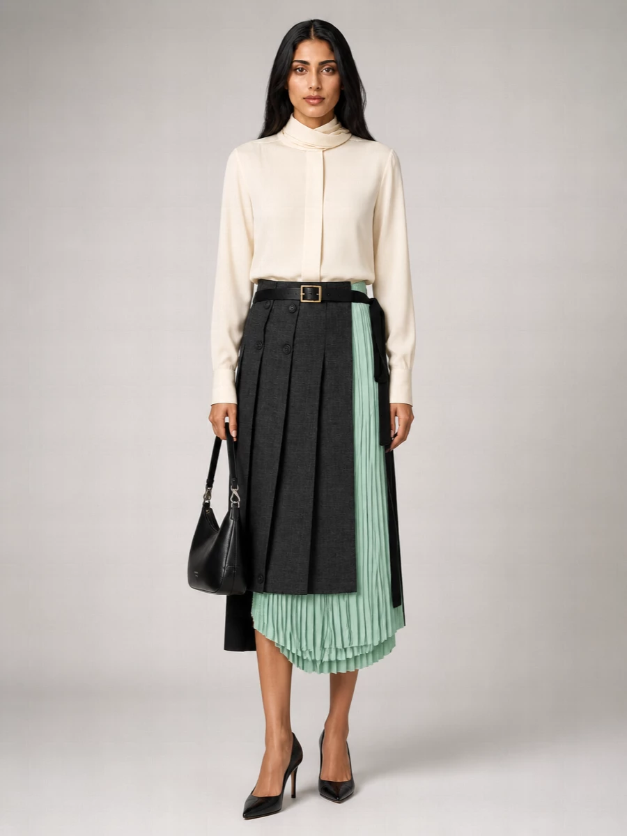 Prada Asymmetric Wool Skirt