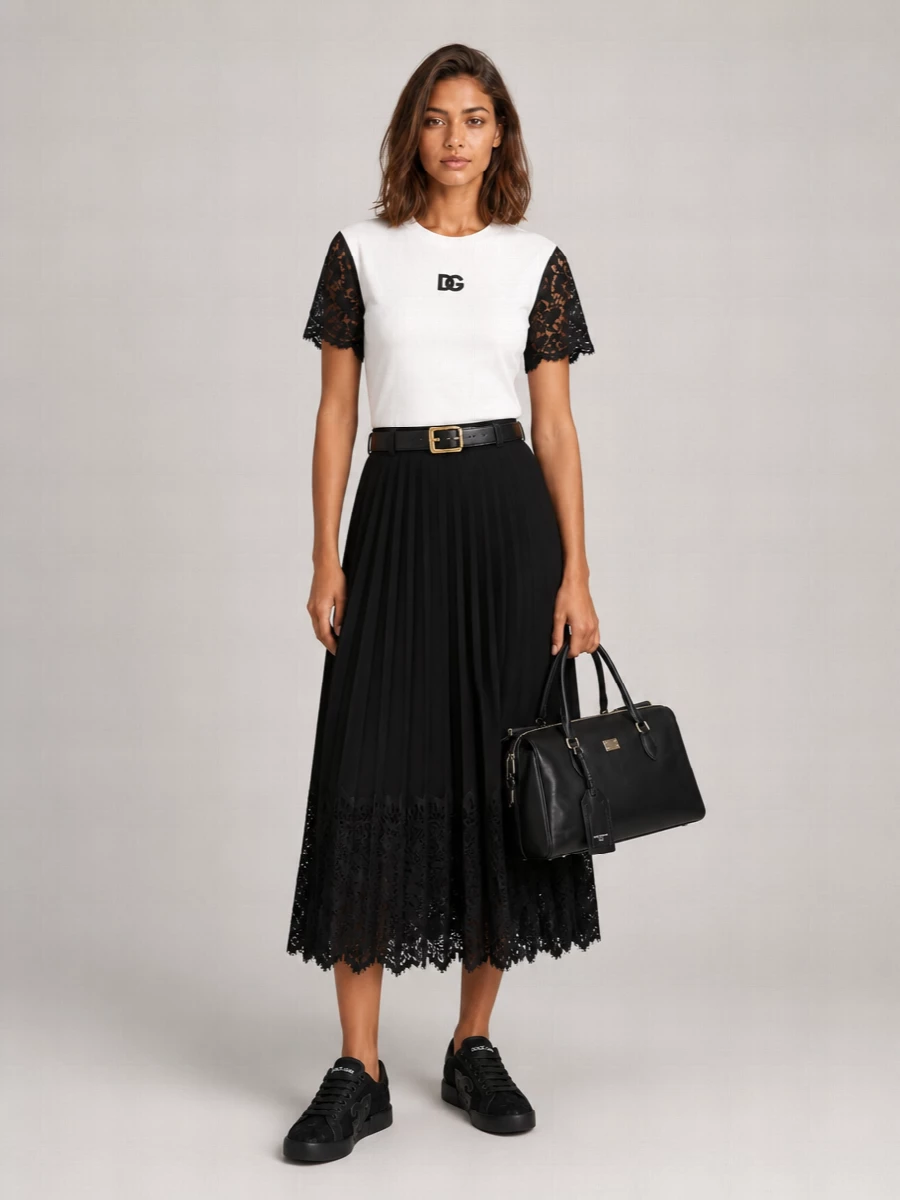 Dolce&Gabbana Cotton Lace Short-Sleeve T-Shirt
