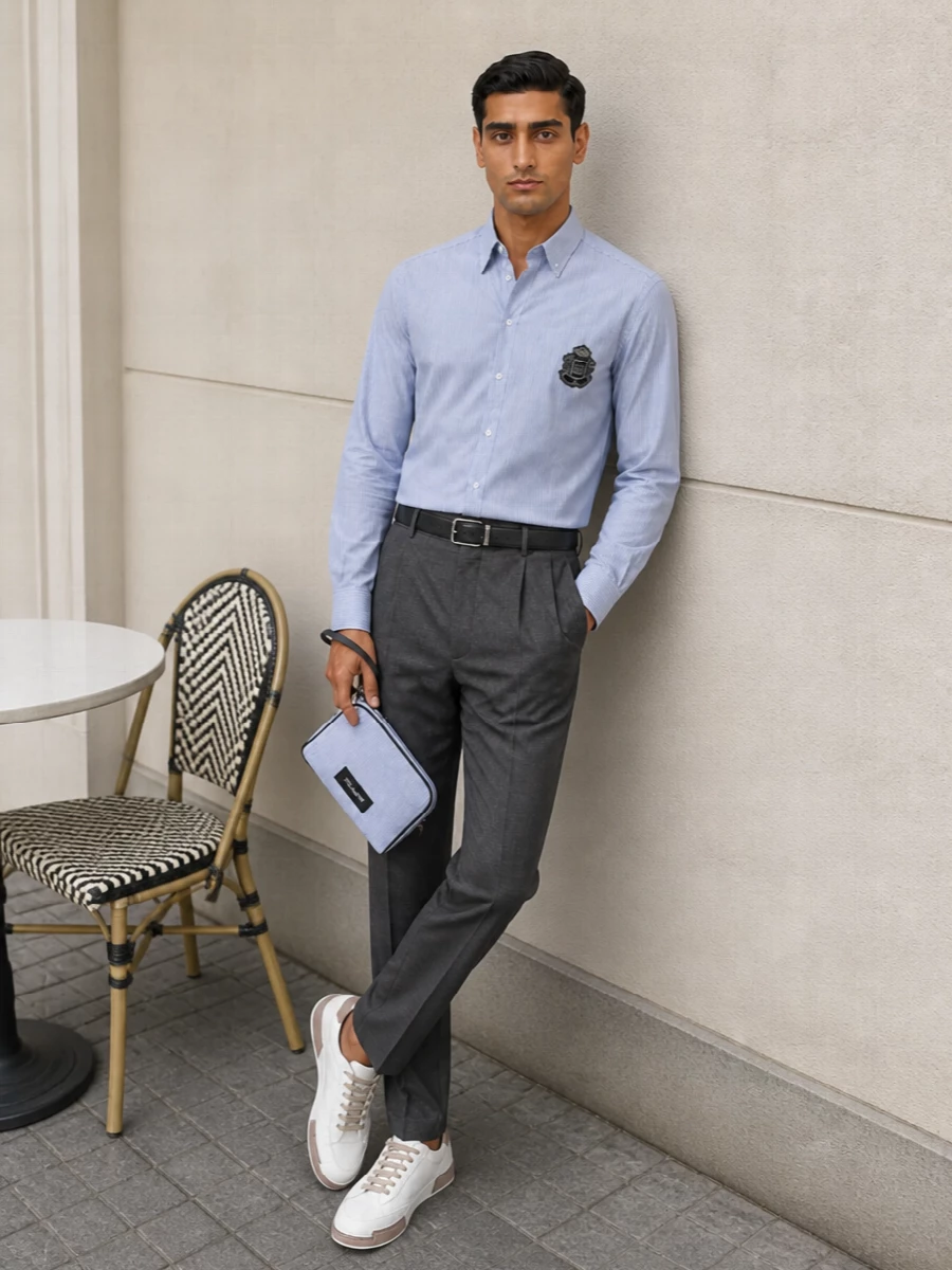 Dolce gabbana striped shirt charcoal trousers