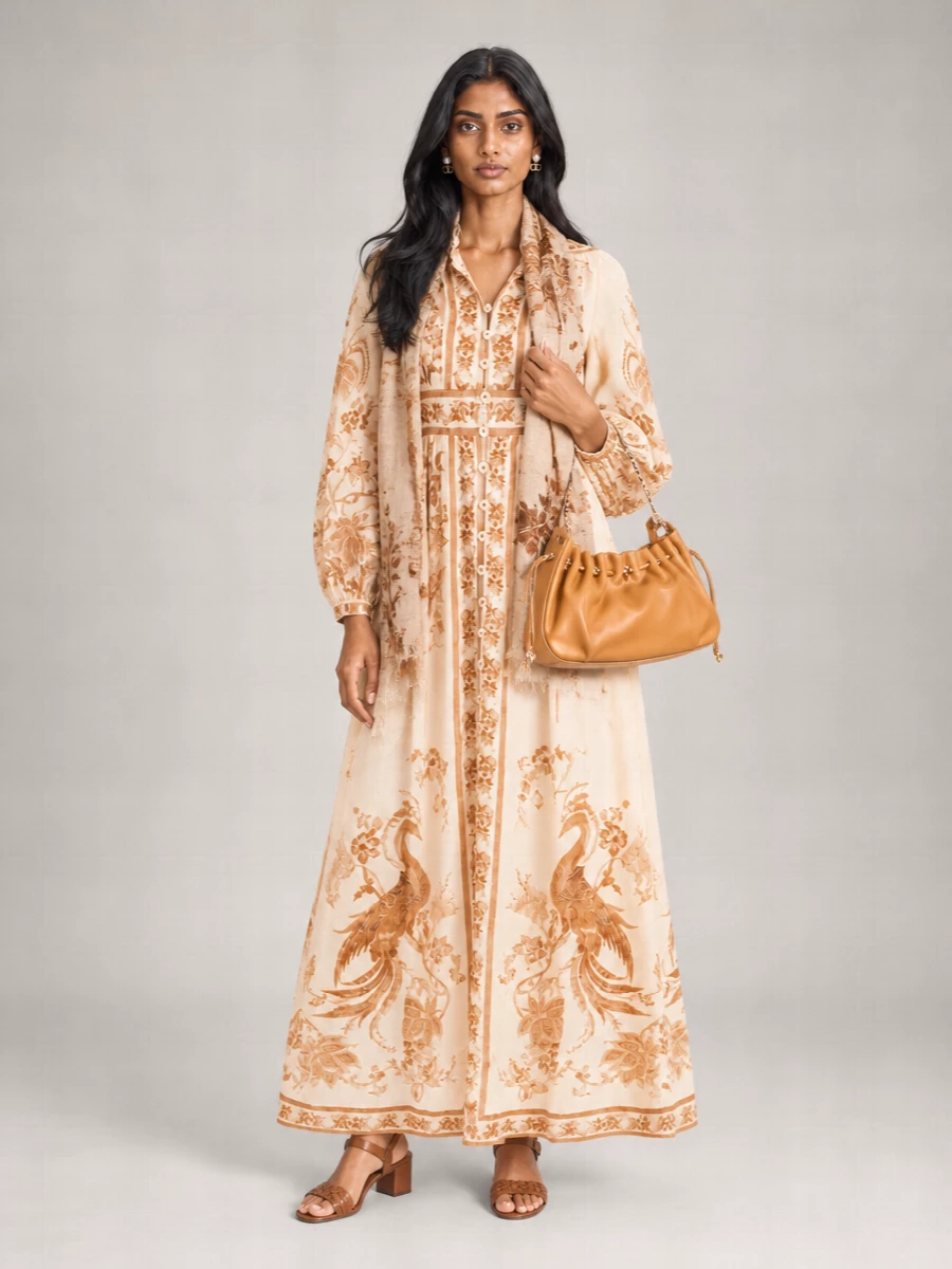 Zimmermann Linen Printed Midi Dress