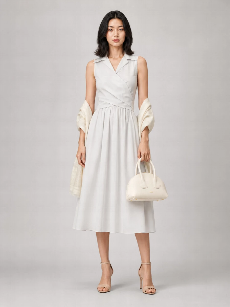 Patou Polyester Faille Midi Dress