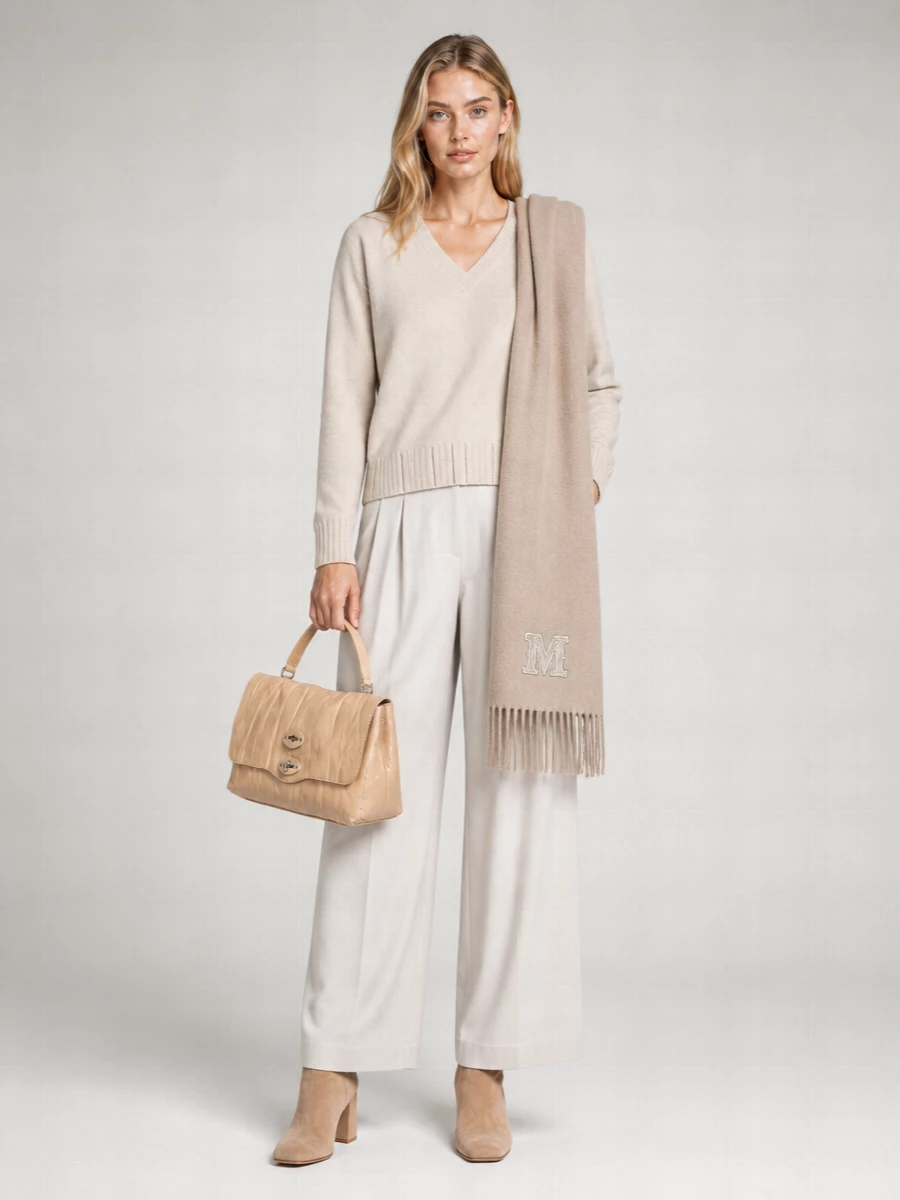Zanellato Lambskin Leather Pleated Studded Tote Bag