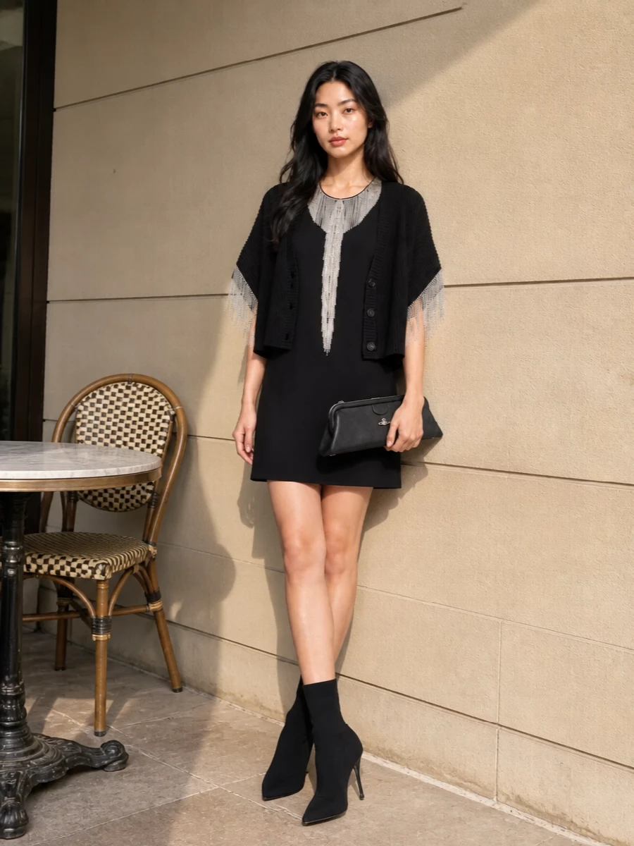 Sportmax crystal mini dress black sock boots