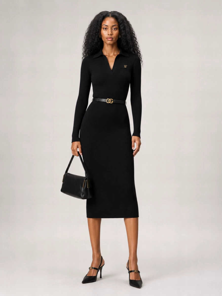 Elisabetta Franchi Silk Knee-Length Knitted Dress