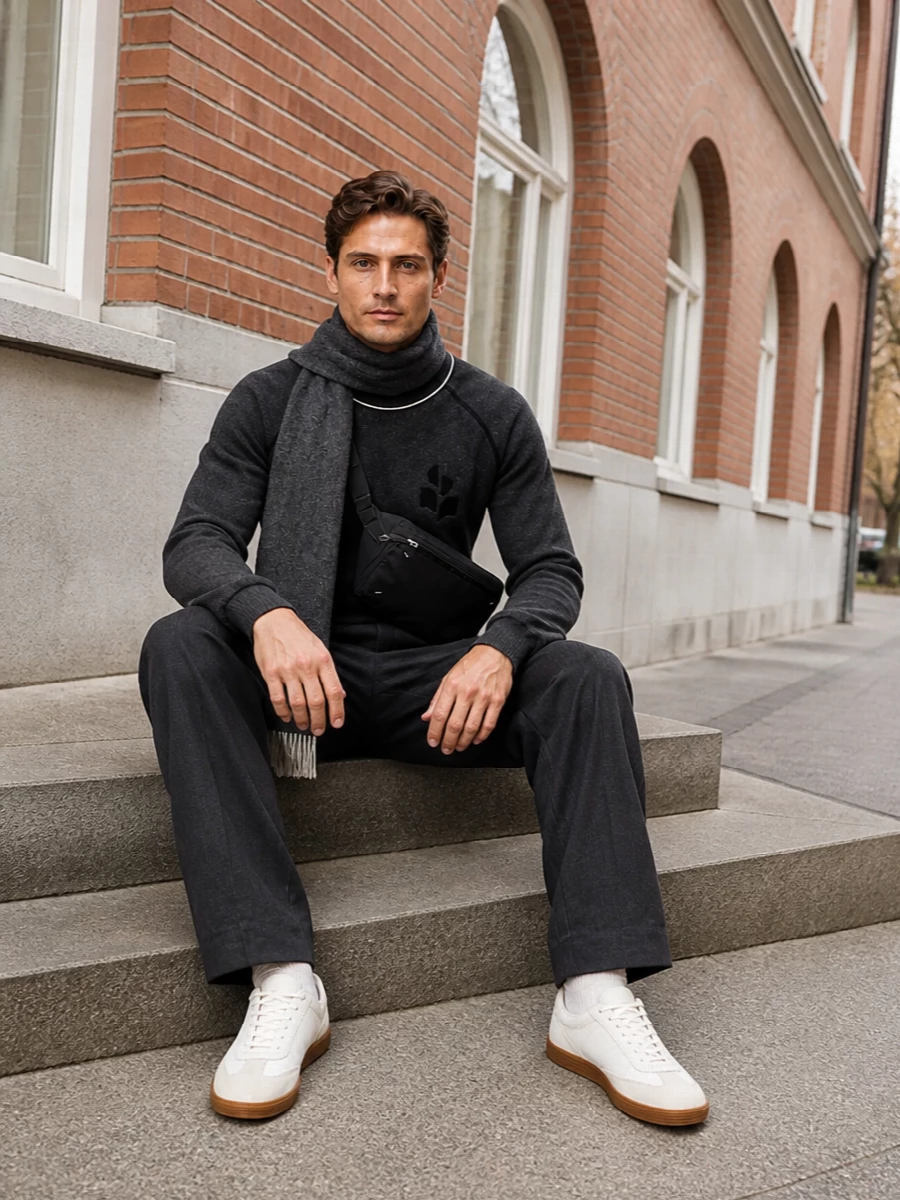 Isabel marant charcoal trouser outfit sneakers