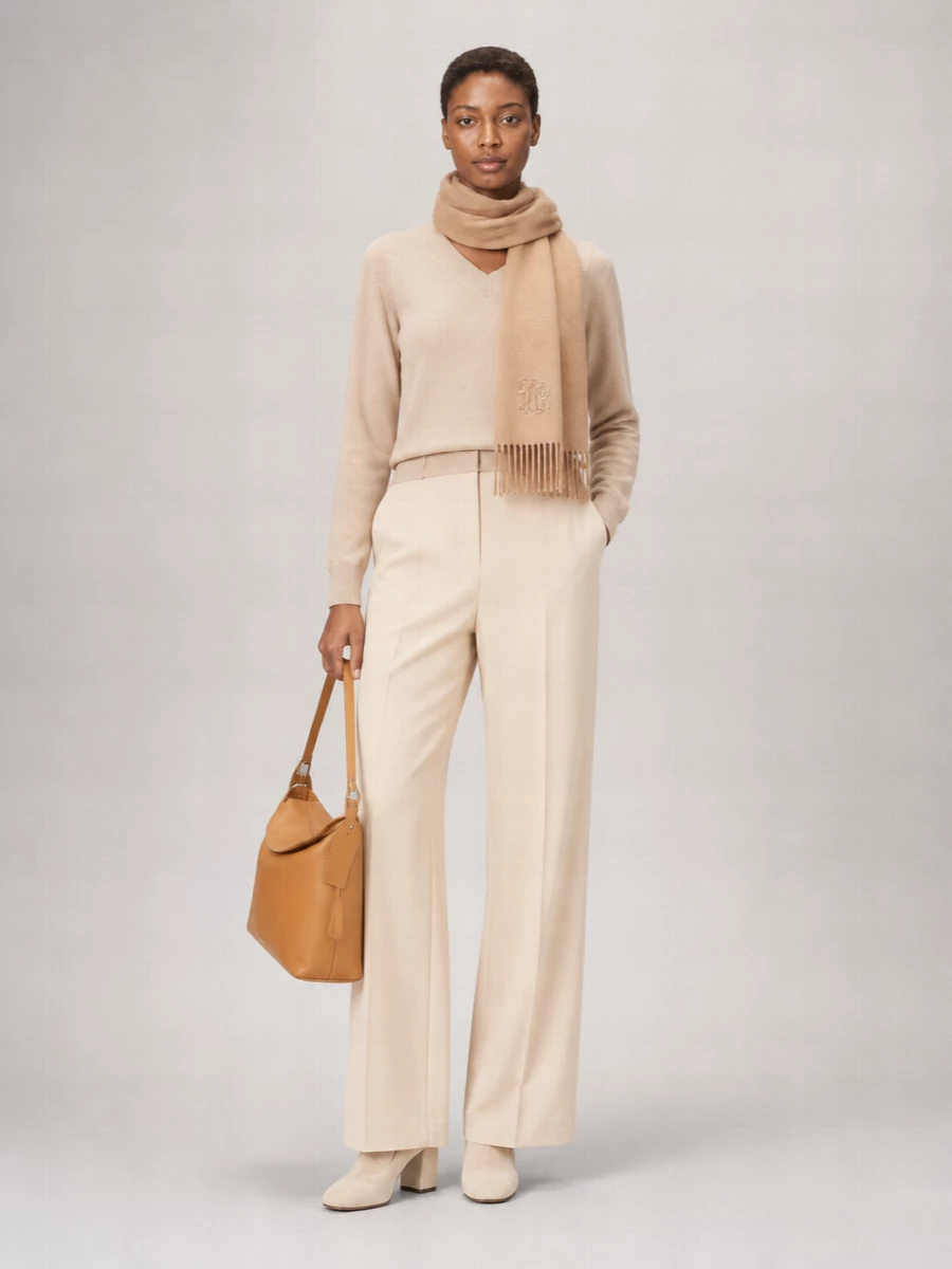 Weekend Max Mara Cashmere Silk Wool V-Neck Long-Sleeve Sweater