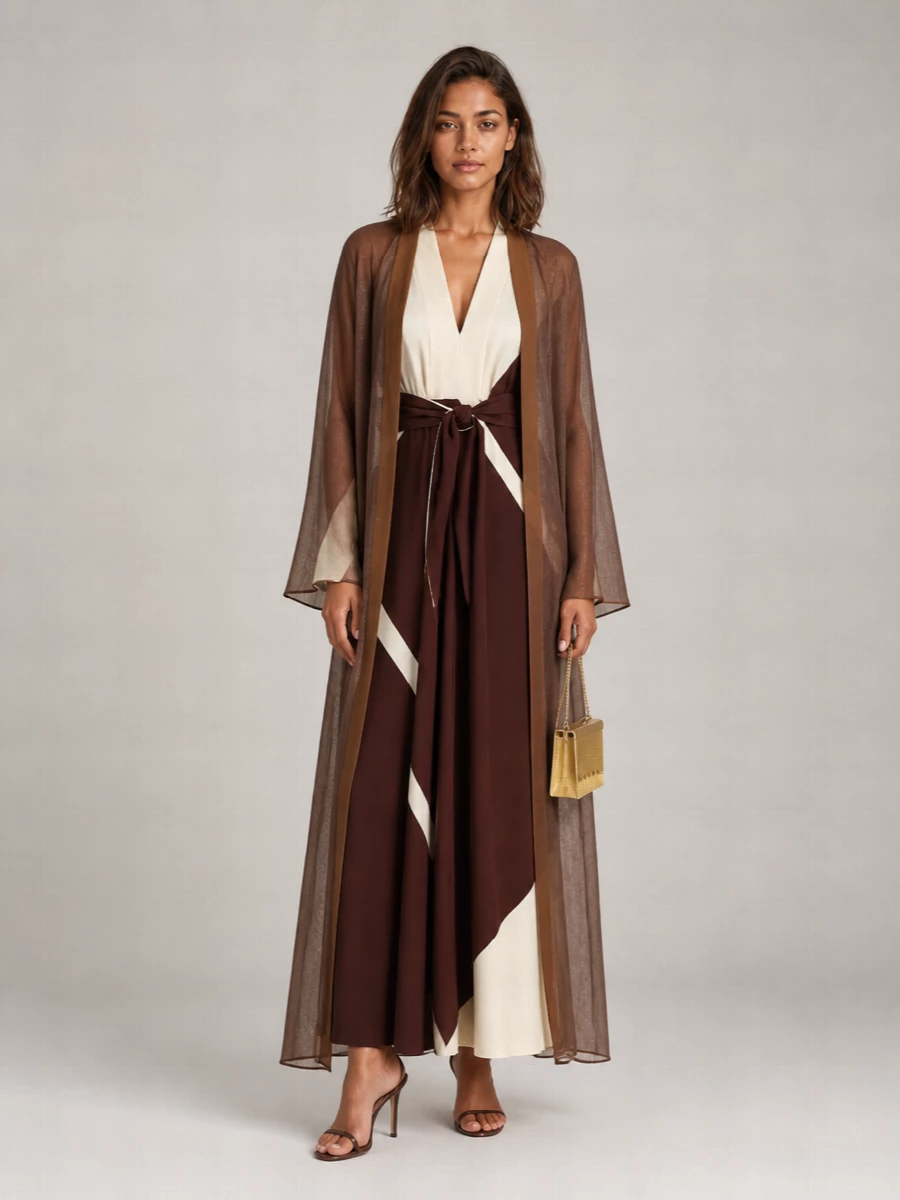 Alberta Ferretti Silk Paneled Shawl Collar Long-Sleeve Asymmetric Hem Cardigan