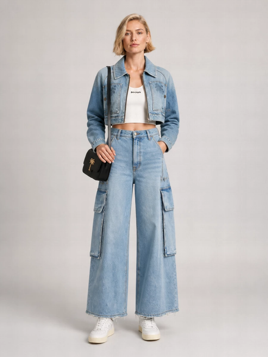 Palm Angels Denim Cropped Jacket