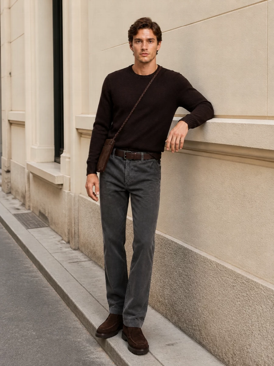 Dondup corduroy trousers chocolate knit boots