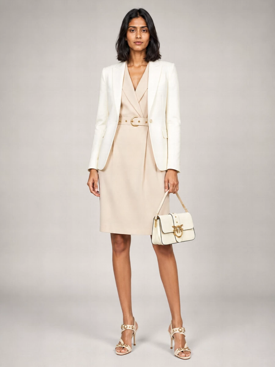 Pinko Linen Blend Single Breasted Blazer