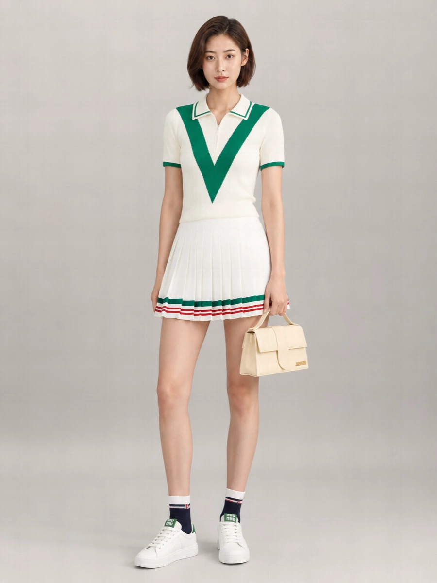 Casablanca Silk Pleated Skirt