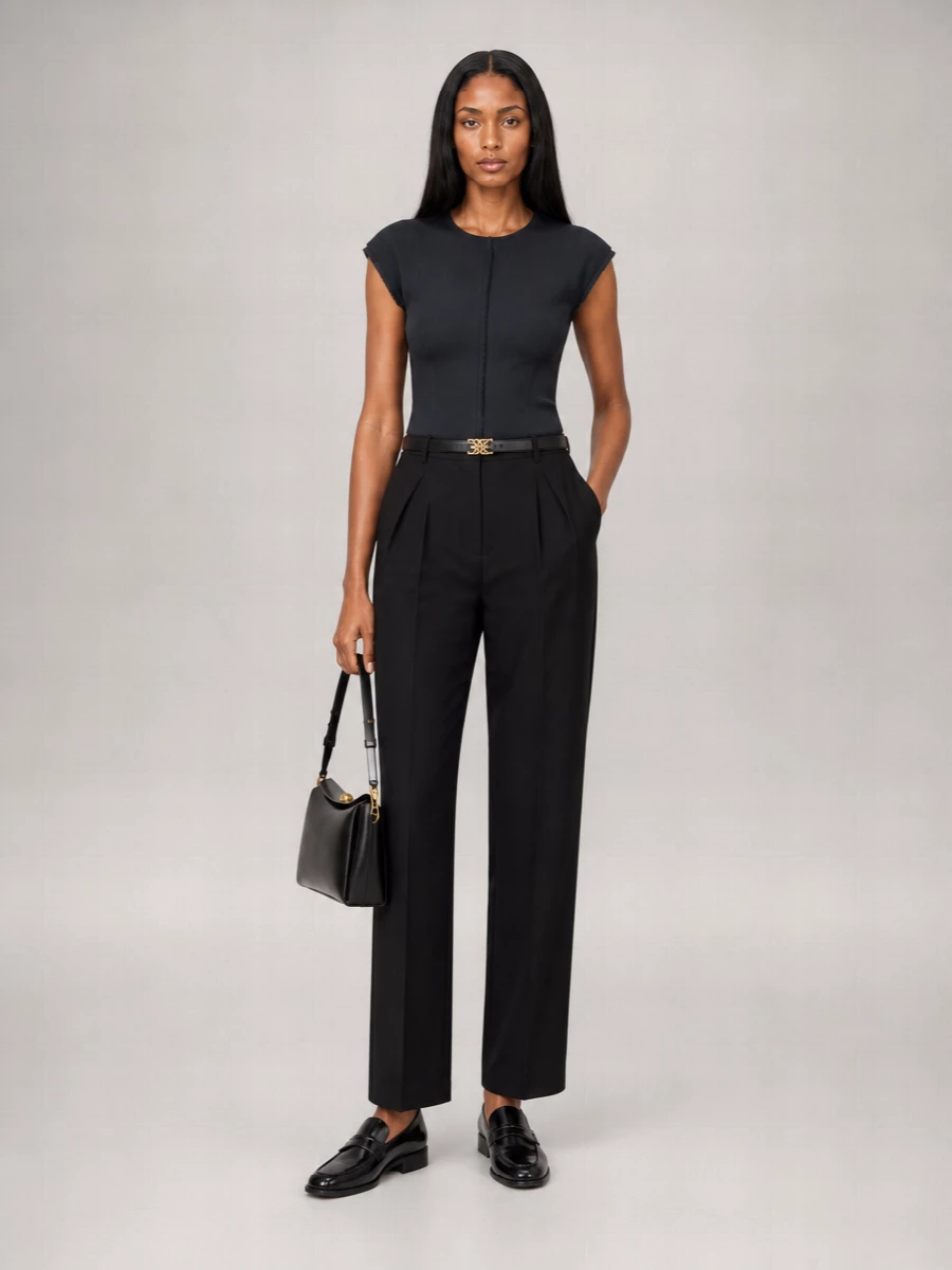 Ami Paris Virgin Wool Straight-Leg Tailored Trousers