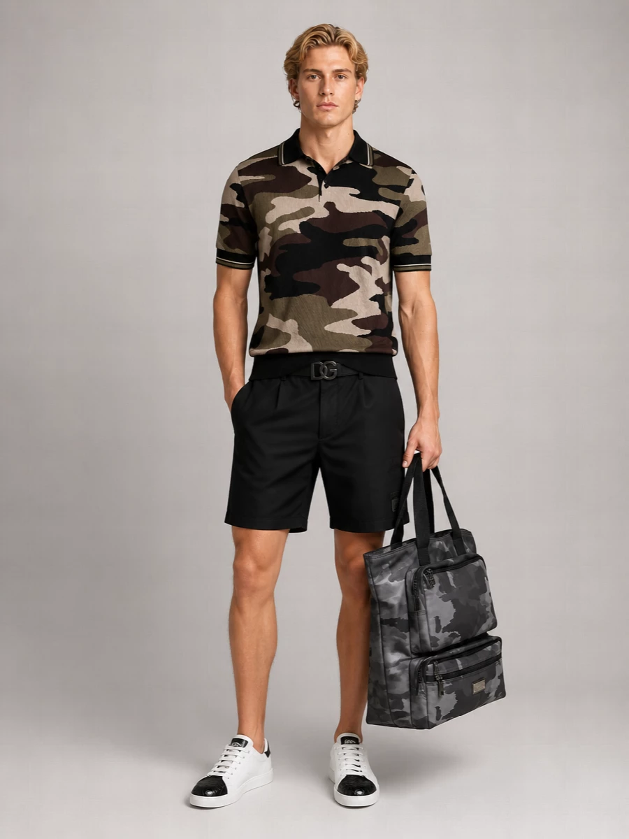 Dolce&Gabbana Silk Camouflage Polo Shirt