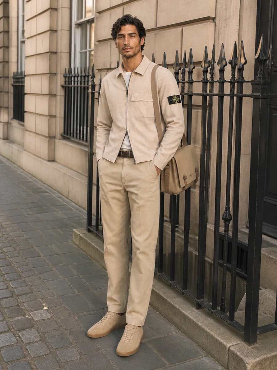Stone island sand trouser outfit zegna sneakers